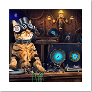 Steampunk DJ Cat #2 Posters and Art